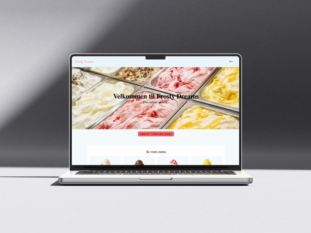 Fiktiv virksomhed, forstydreams hjemmeside vist på macbook